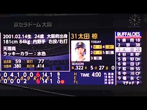 太田椋 選手 ｢TWICE  Dance The Night Away｣ 偶数打席 登場曲 オリックス･バファローズ 選手 ビジョン映像 PV 演出  @ 京セラドーム 2025