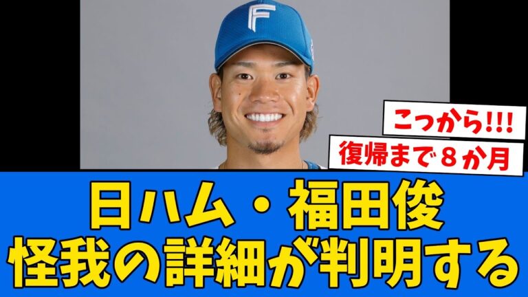 【復帰】福田俊の怪我の詳細と今後の意気込みをコメント!!!!!【プロ野球反応集】