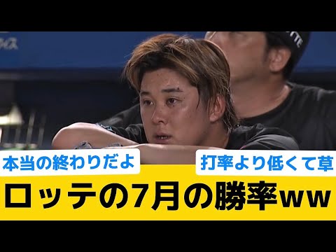 【終わり】ロッテの7月の勝率ww【千葉ロッテマリーンズ】【プロ野球反応集】