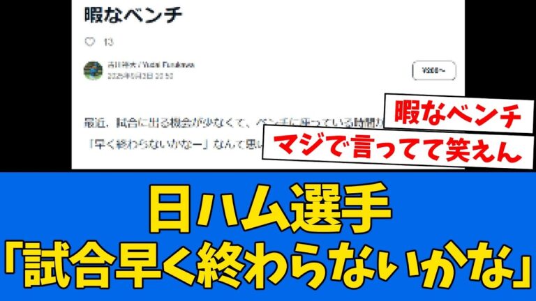 【暇なベンチ】日ハムの”あの選手”ガチで意味の分からないことを言う...w　【プロ野球反応集】