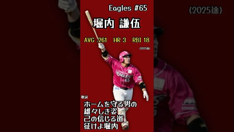 堀内謙伍選手2025年新応援歌   #堀内謙伍 #65 #応援歌 #プロ野球