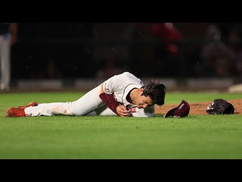 🔥【衝撃映像】楽天・内星龍に打球直撃😱右脇腹を貫く激痛💥→ベンチ退くも奇跡の続投⚡ファン総立ち👏😭