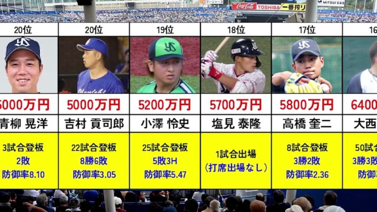 東京ヤクルトスワローズ 年棒ベスト25（2025年）