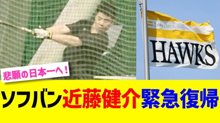 ソフバン近藤健介、緊急復帰www