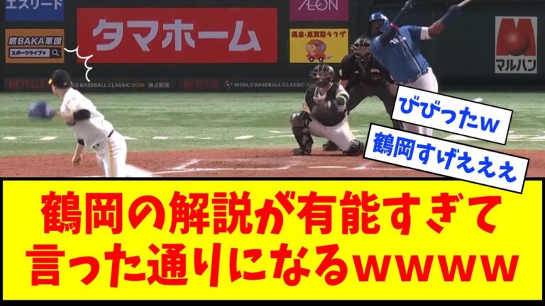 【すごすぎて草】鶴岡の解説、有能すぎて言った通りになるｗｗｗｗｗｗｗｗｗ【なんJ反応】【ネットの反応】【パCS】【ソフトバンクvs日本ハム】