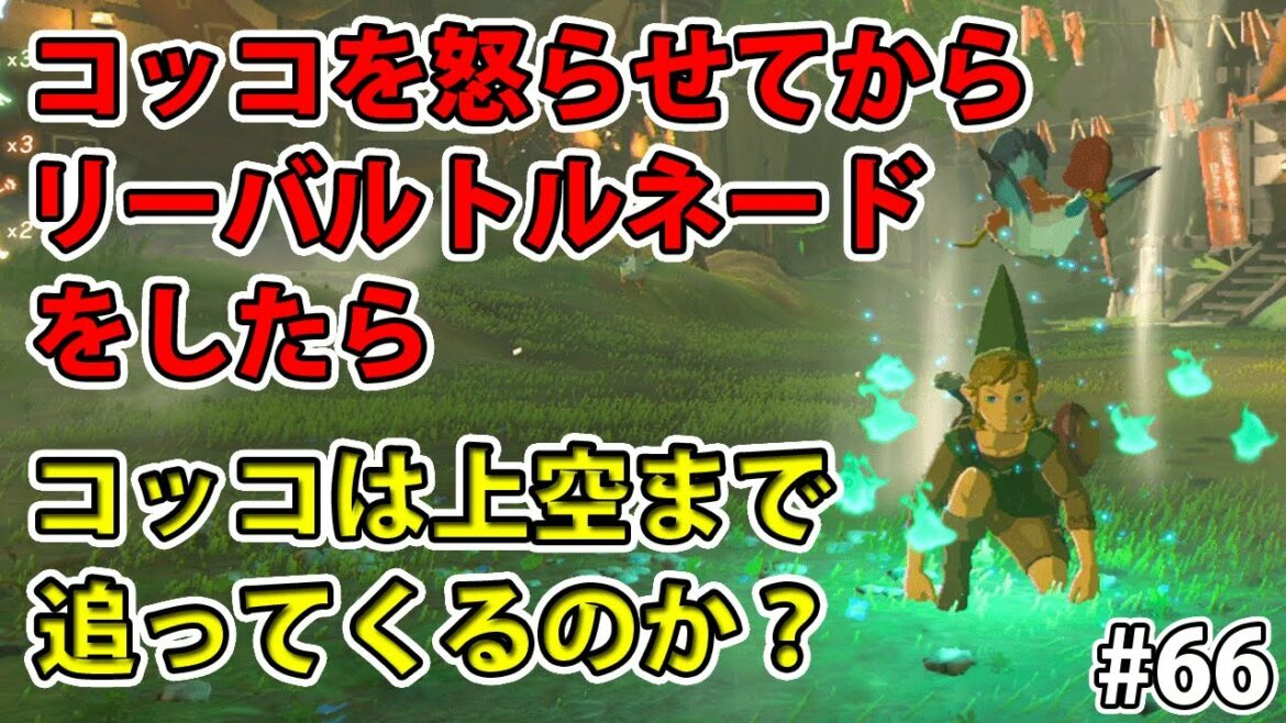 #66【ゼルダの伝説】コッコが怒ったらどうすれば逃げられるか?リーバルトルネードをしたら上空まで追ってくるのか?【実況プレイ】ブレス オブ ザ ワイルド Nintendo Switch