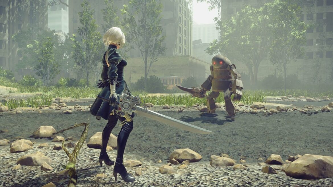 NieR:Automata/ニーア オートマタ: 『FINAL FANTASY XV』コラボレーション武器「エンジンブレード」プレイ動画