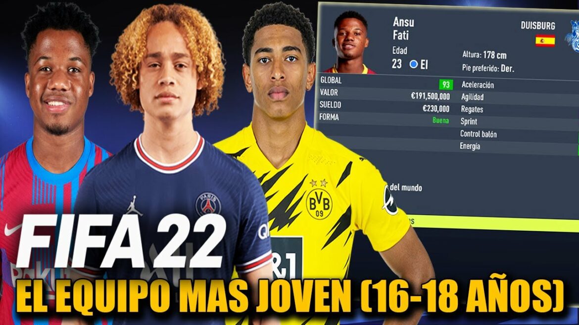 EL EQUIPO MAS JOVEN DE MODO CARRERA (16-18 AÑOS) – FIFA 22 (Bellingham, Ansu Fati, Xavi Simons)