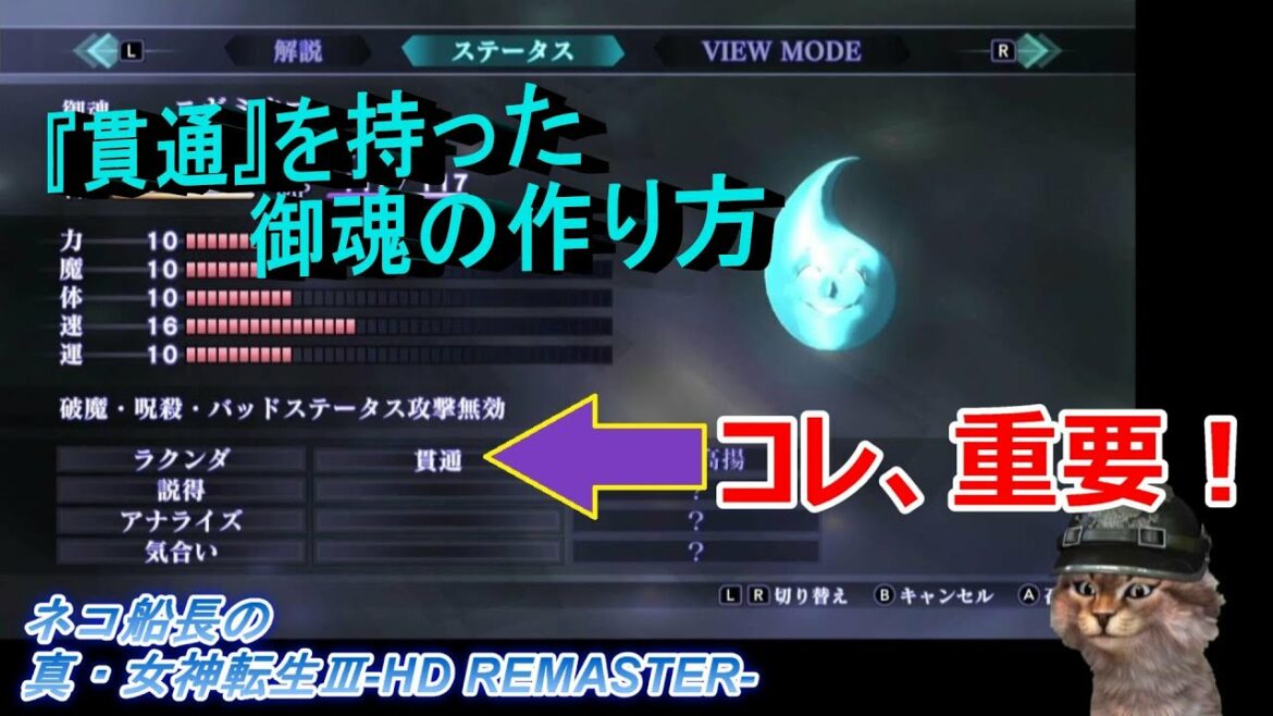 『貫通』を持った御魂の作り方!【真・女神転生Ⅲ】HDリマスター『御魂づくりは根気が大事!』ネタバレ注意