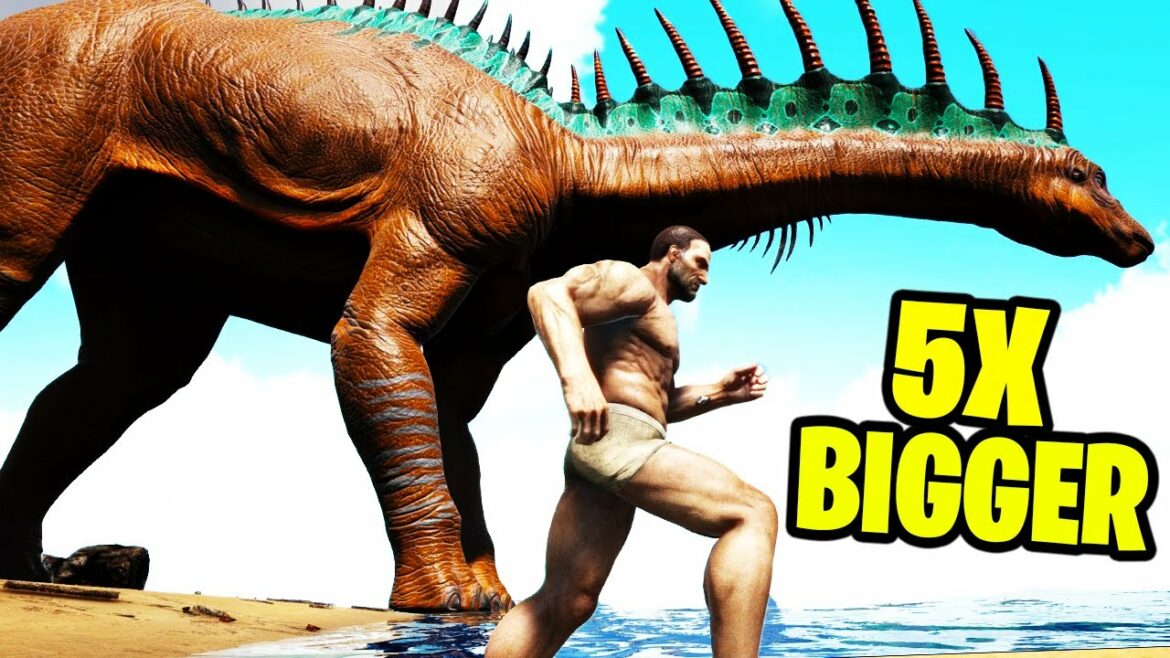 ARK LOST ISLAND BUT 5x BIGGER DINOSAURS (ark survival evolved)