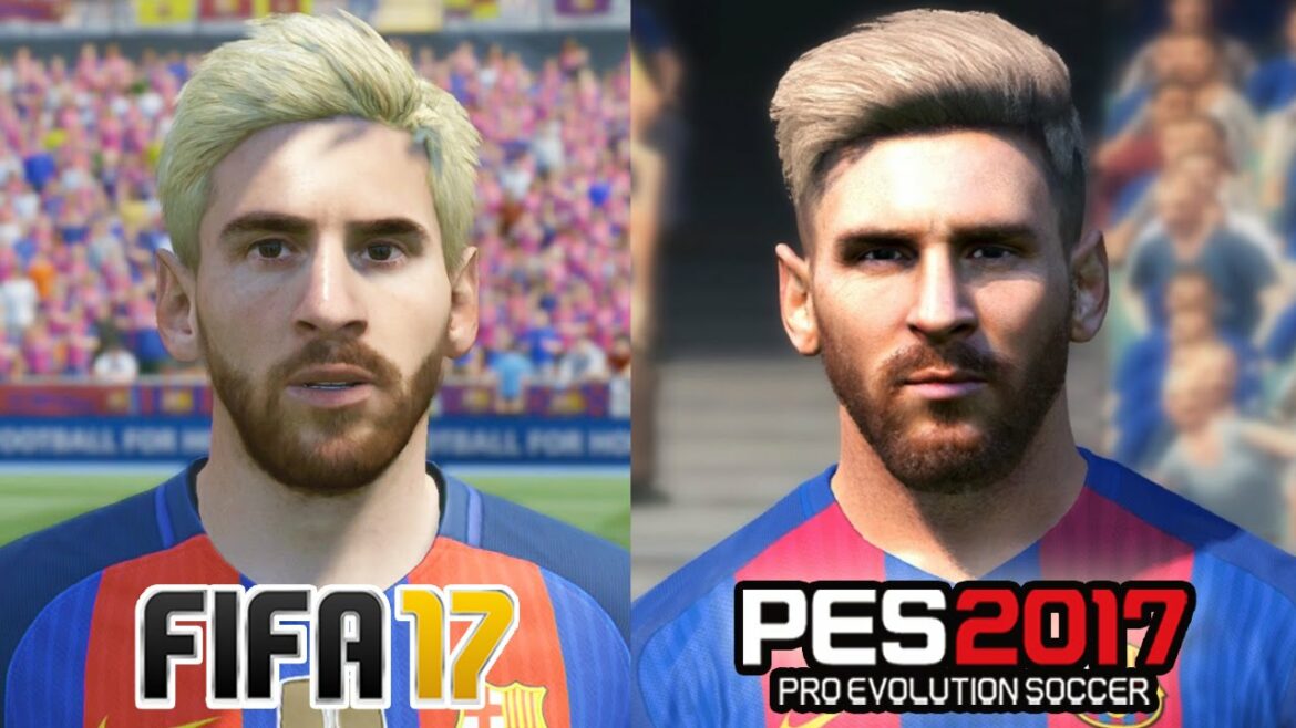 FIFA 17 vs PES 2017 BARCELONA FACE COMPARISON (Messi, Neymar, Suarez)