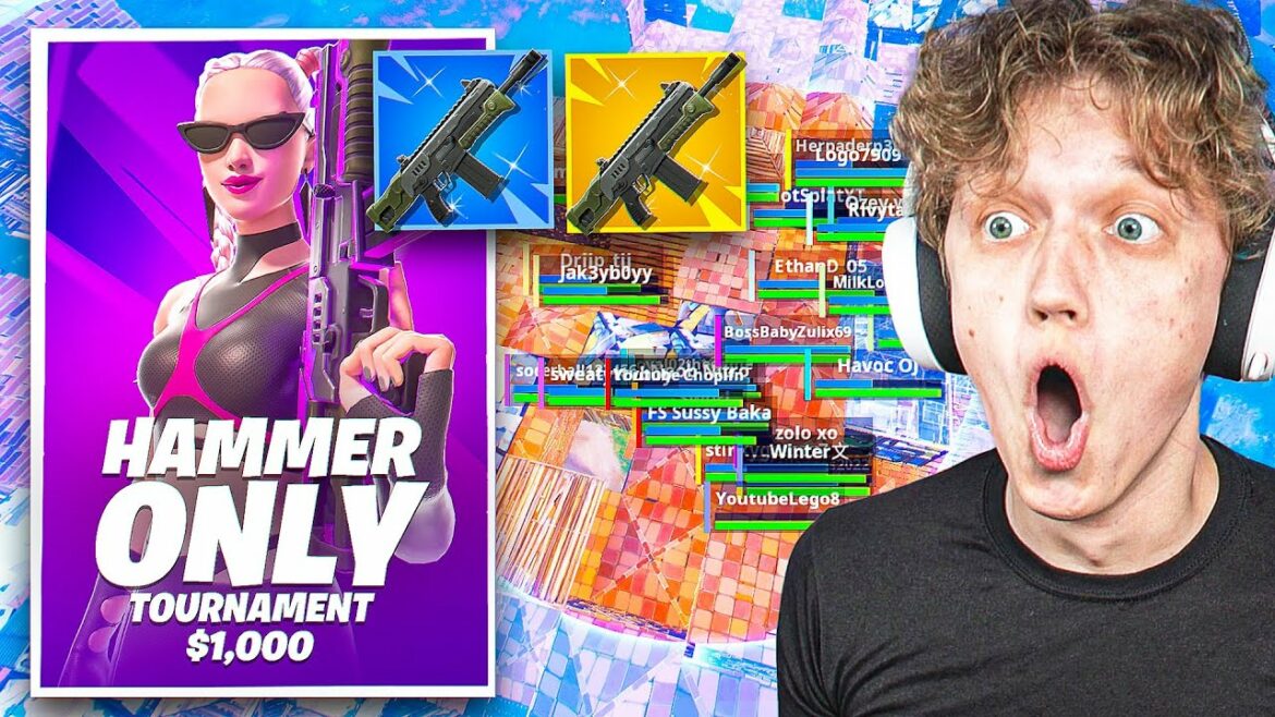 I Hosted a HAMMER ONLY Tournament for $100 in Fortnite! (new gun)