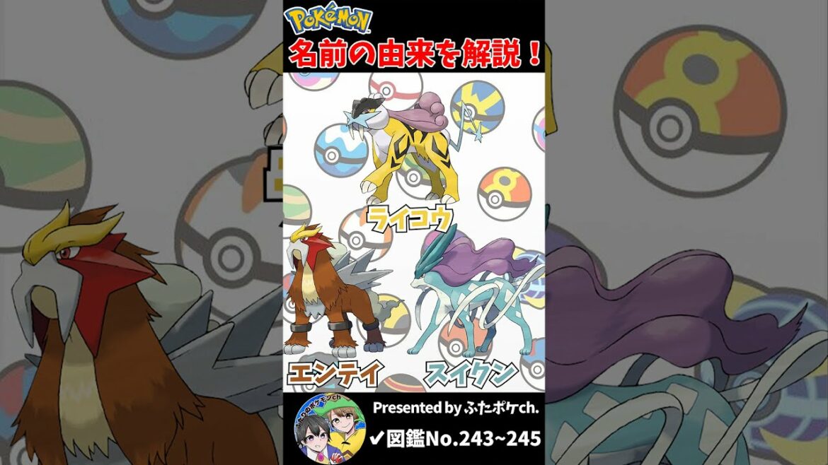 ポケモン名の由来『ライコウ・エンテイ・スイクン』 #Shorts
