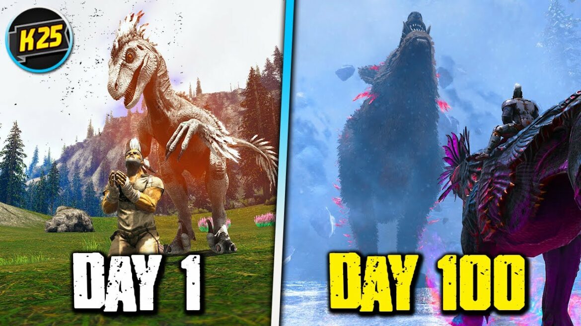 I Survived 100 Days of HARDCORE Ark Survival Evolved on Fjordur(NEW MAP!)😬