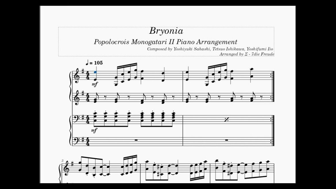 【ポポロクロイス物語II】 ブリオニア 【耳コピー&ピアノアレンジ】