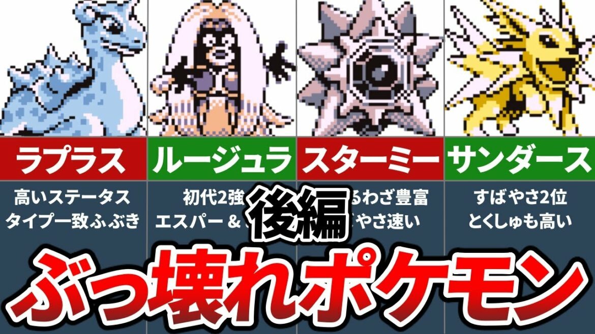 初代ポケモンのぶっ壊れ有能ポケモンランキングTOP10 ~後編~【初代ポケモン 赤緑】【ゆっくり解説】