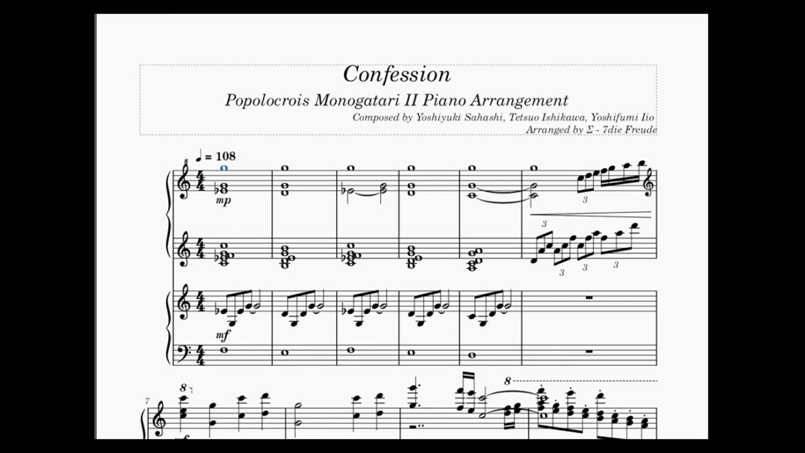 【ポポロクロイス物語II】 告白 【耳コピー&ピアノアレンジ】