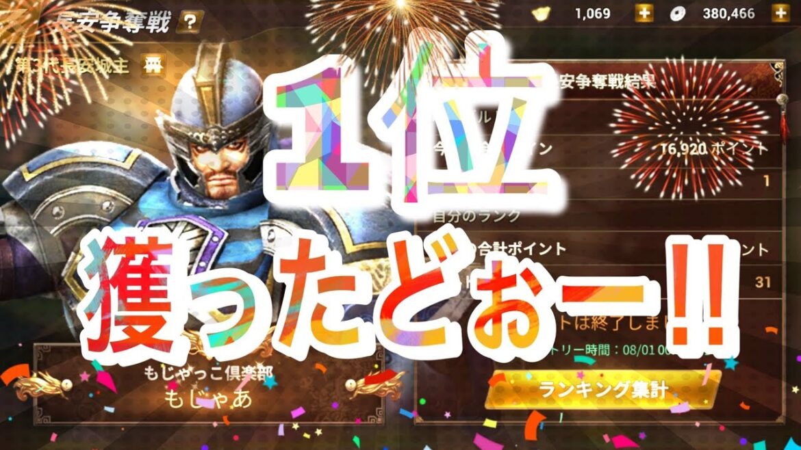 日本一になりました。【真・三國無双斬】ギルド戦で1位を狙ったら・・・奇跡!!!!!!