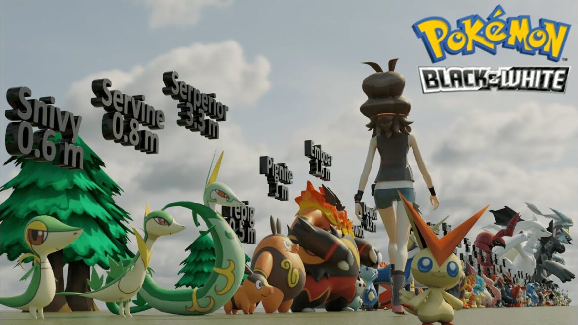 Gen 5th Pokemon BW size comparison ポケモンBW第5世代 高さ比較まとめ【Black White ブラック ホワイト 図鑑順】
