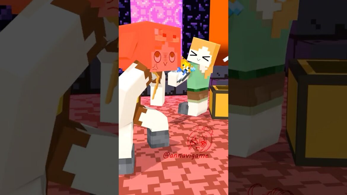Alex Can’t Bartering with Piglins! #マイクラ #minecraftanimation #minecraft