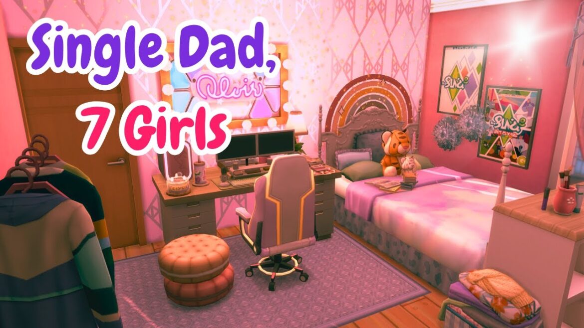 Single Dad, 7 Girls 🧸 | The Sims 4 Speed Build (No CC)