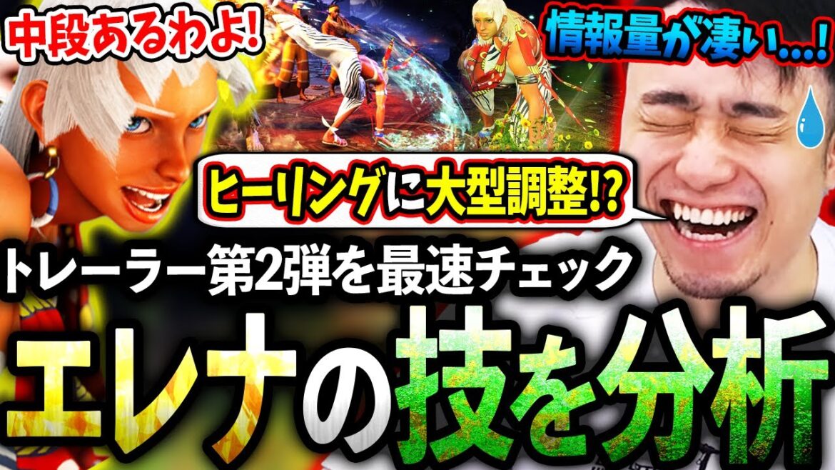 エレナのトレーラー第2弾を視聴し、ヒーリングや大型調整の情報で頭を抱える立川【エレナ/トレーラー】【立川/切り抜き】【スト6/新キャラ】