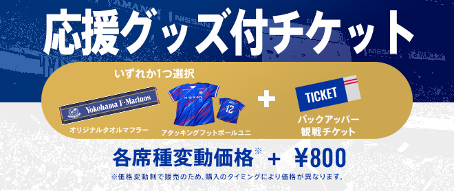 応援グッズ（「ユニ」または「タオルマフラー」）付チケット（ホーム応援席）