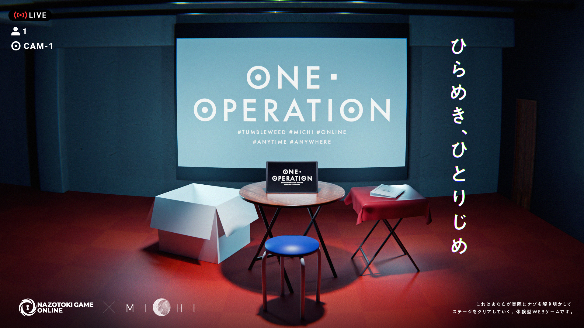 謎解きブランド「タンブルウィード」の公演をいつでもどこでも体験できる作品『ONE OPERATION』が5月17日に発売_001