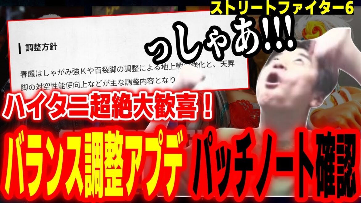 この調整をずっと待っていた！大型バランス調整パッチノートを見て大歓喜するハイタニ【SF6 ストリートファイター6 スト6】