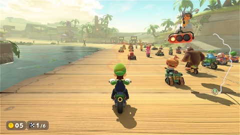 レースには最大24人で参加できる。おなじみのマリオシリーズのキャラたちが、どたばたの順位争いを繰り広げることに。