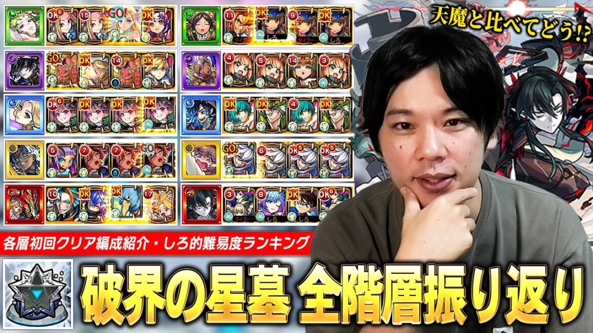 【モンスト】天魔と比較して破界の星墓の難易度どうだった！？圧倒的完成度の神クエスト~許せないクエストまで！『破界の星墓』クリア編成を紹介しながら全階層を振り返り！しろ的難易度ランキングも！【しろ】