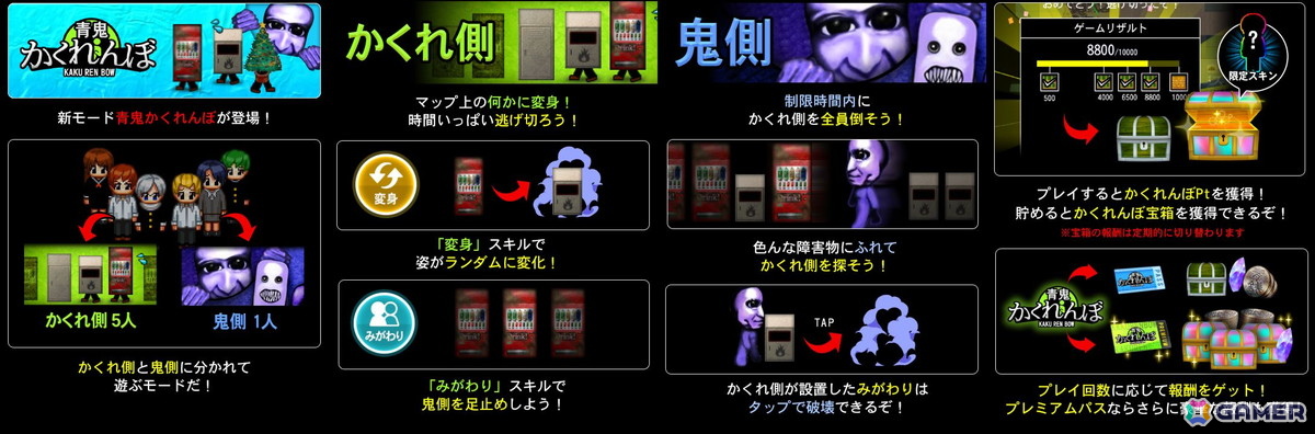 「青鬼オンライン」に3年ぶりの新ゲームモード「青鬼かくれんぼ」が登場！6人の中から鬼側1人とかくれ側5人に分かれて遊ぶ内容にの画像