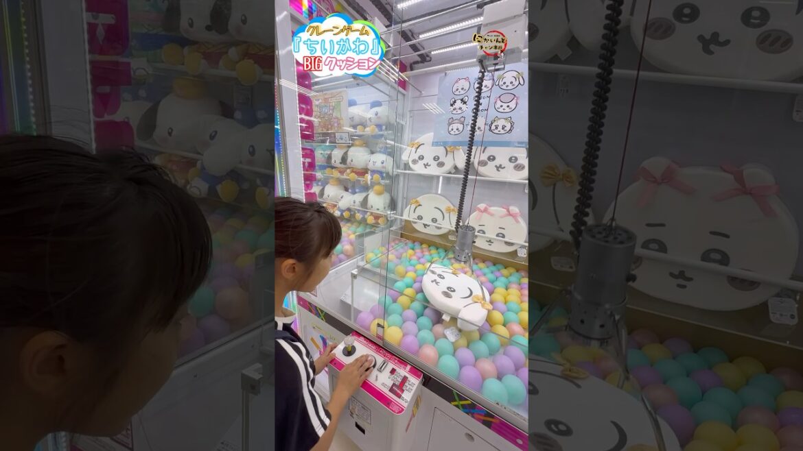 クレーンゲームでちいかわの大きいクッションを狙います! クレーンゲームでちいかわの大きいクッションを狙います!