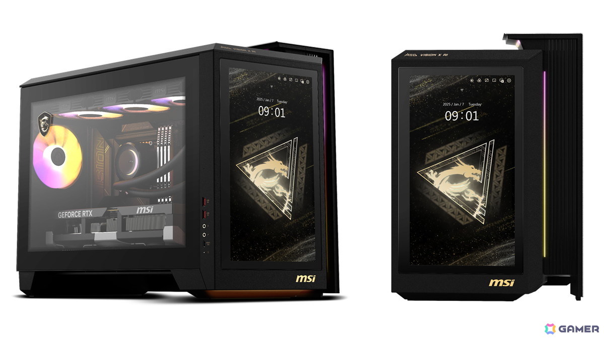 MSI、ケースに13,3インチの液晶パネルを内蔵したゲーミングデスクトップPCを含む3製品を8月28日に発売！GPUにはRTX 5080と5070tiを搭載の画像