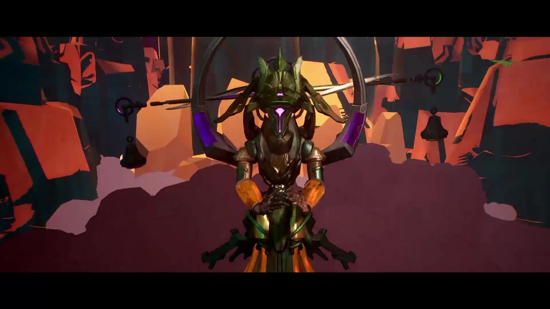 機械的で荘厳な姿を持つボスキャラクター