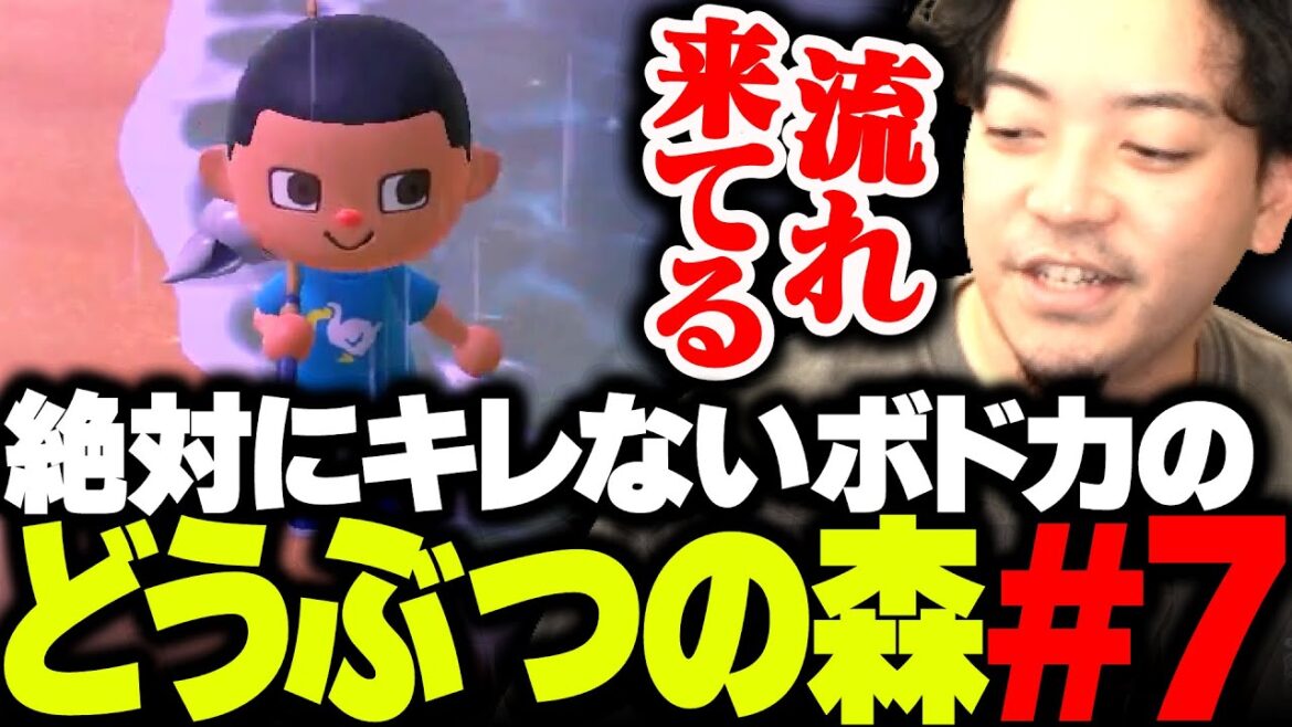 【ボド森#7】雨の日にしか現れない幻の魚を求めて釣り耐久するボドカ【あつまれ どうぶつの森】