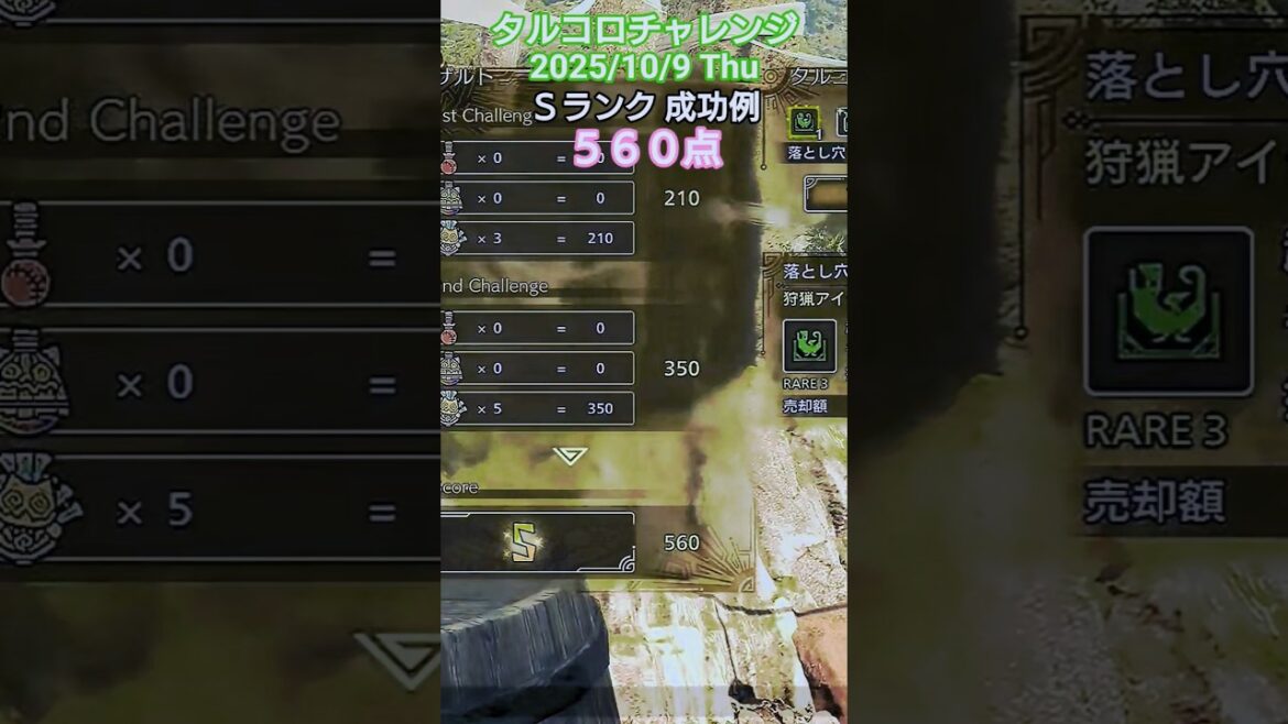 タルコロチャレンジ 2025/10/9 Ｓランク 成功例 560点