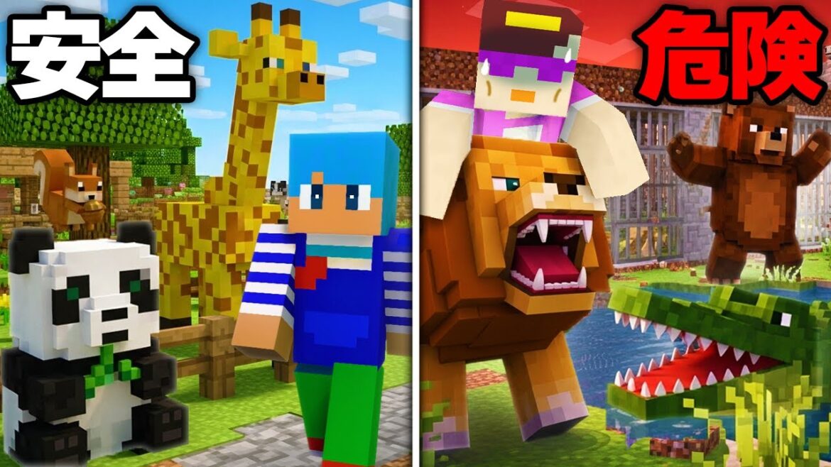 危険 vs 安全な動物園作り対決!【まいくら / マインクラフト】 危険 vs 安全な動物園作り対決!【まいくら / マインクラフト】