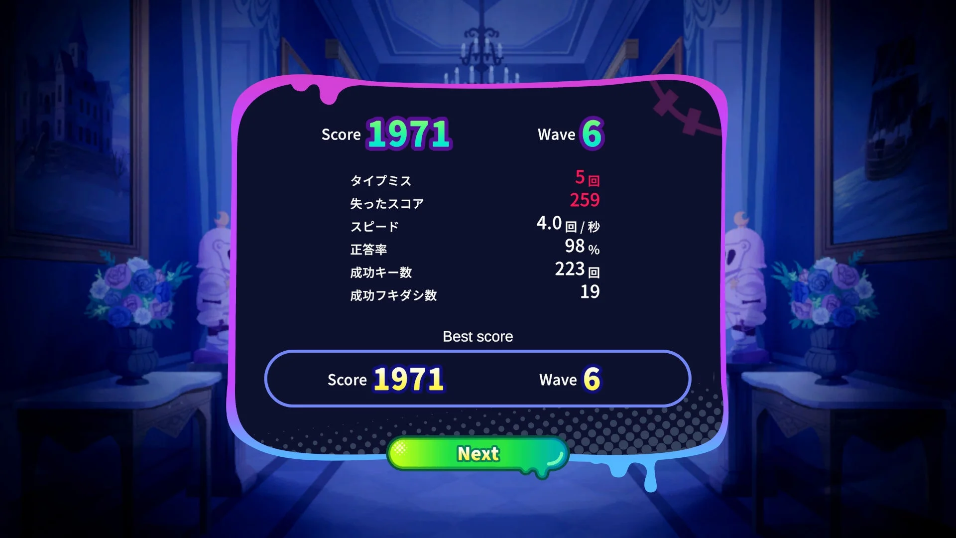 スコアアタックモードの結果画面