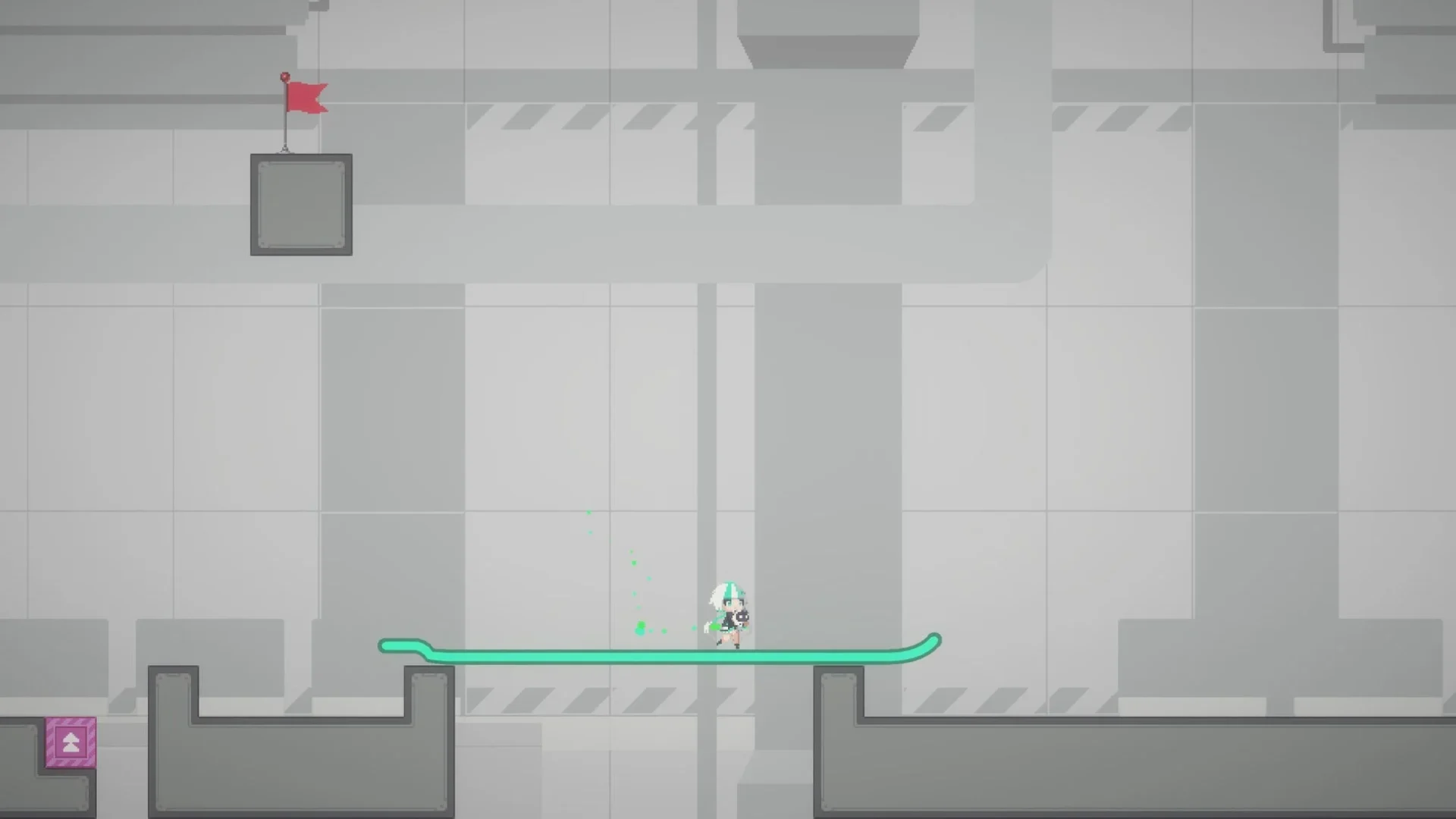 『トレイルレイル』のゲーム画面。歩いた軌跡が足場になっている