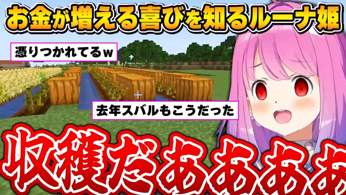 想像以上に稼げるかぼちゃで眉毛が繋がりそうになるルーナ姫～ホロ金策サバイバル1日目面白まとめ～【#ホロ金策サバイバル/姫森ルーナ/ホロライブ切り抜き】