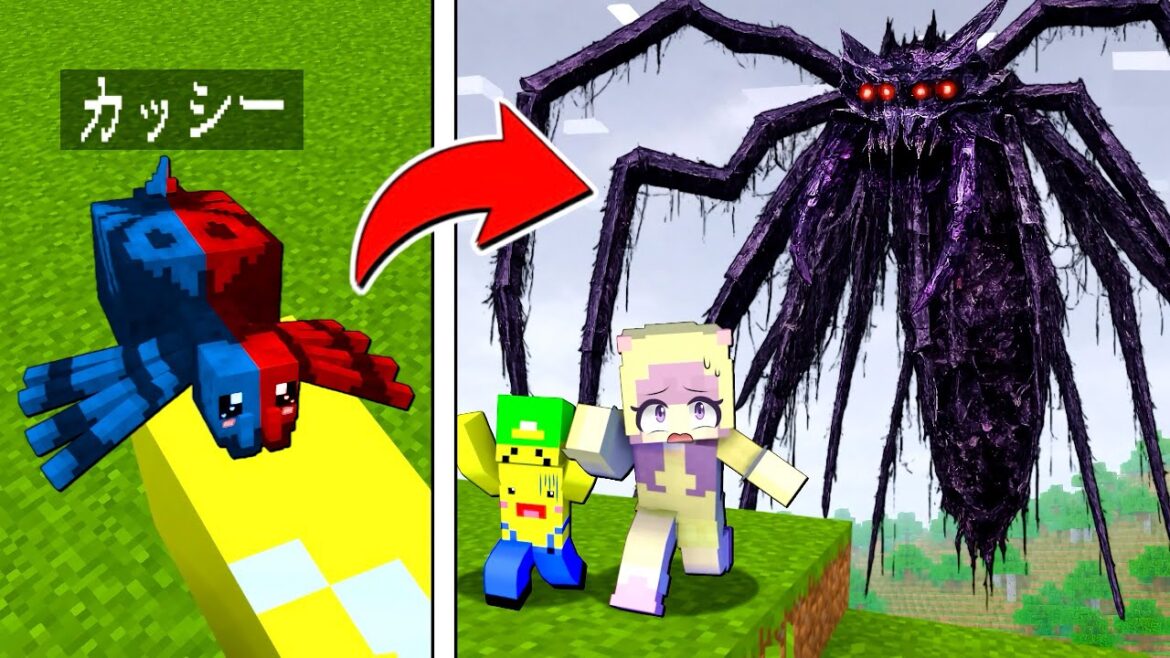 【だんだん大きくなっていく⁉️🕷️】友達に巨大クモに変身ドッキリを仕掛けるマインクラフト😜【マイクラ】ぽっぴんず