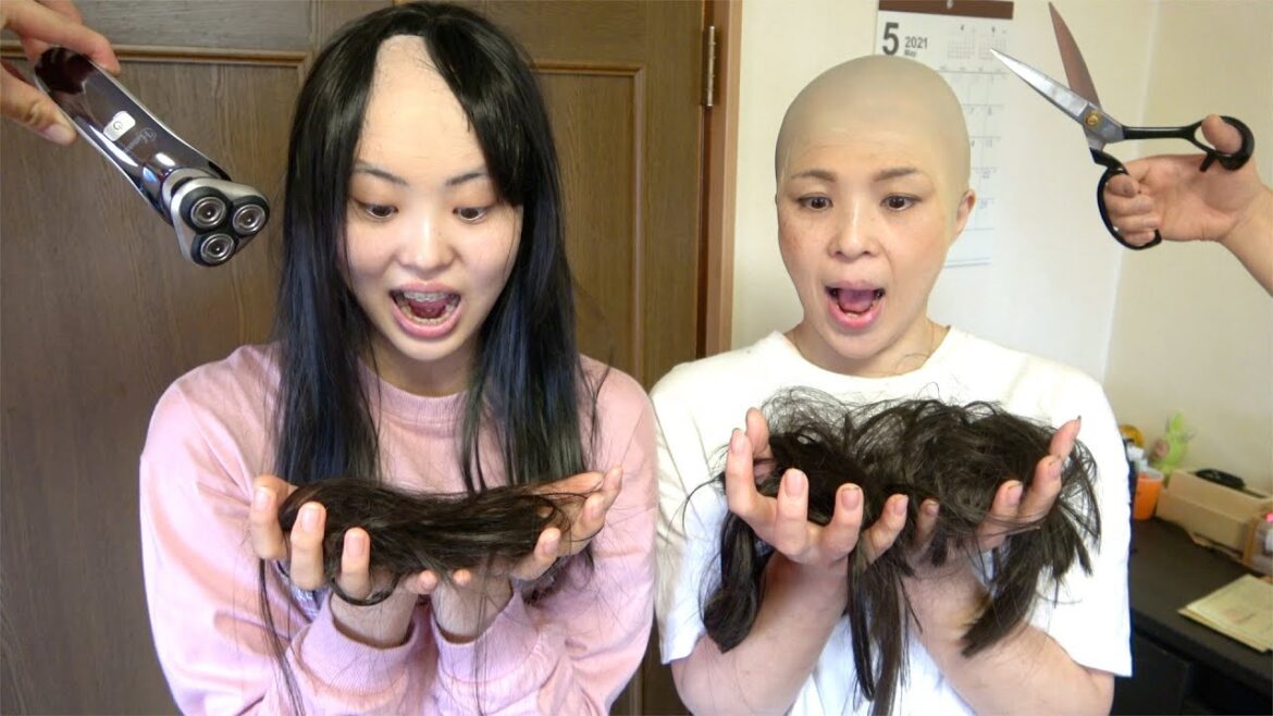 妹と母をガチで坊主にしました。髪の毛バリカン切断