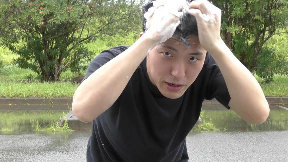 大雨の中でシャンプーしてみた