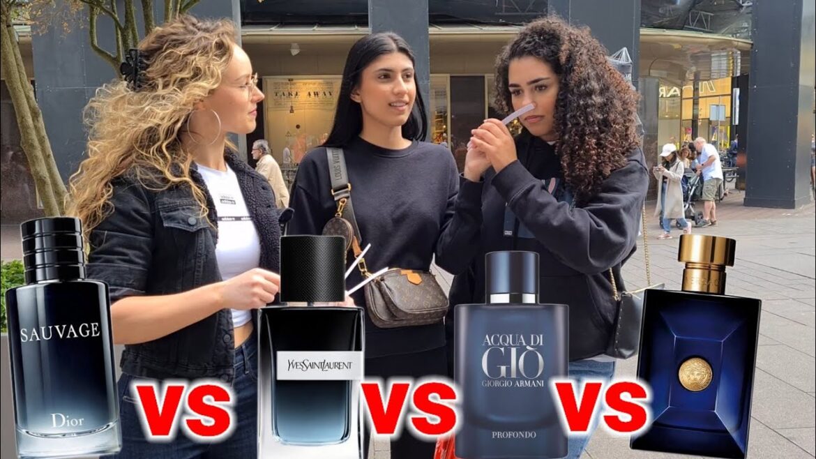 女性はディオールソバージュ、YSL Y EDP、アルマーニアクアディジオプロフォンド＆amp;に反応しますヴェルサーチディランブルーバトル！