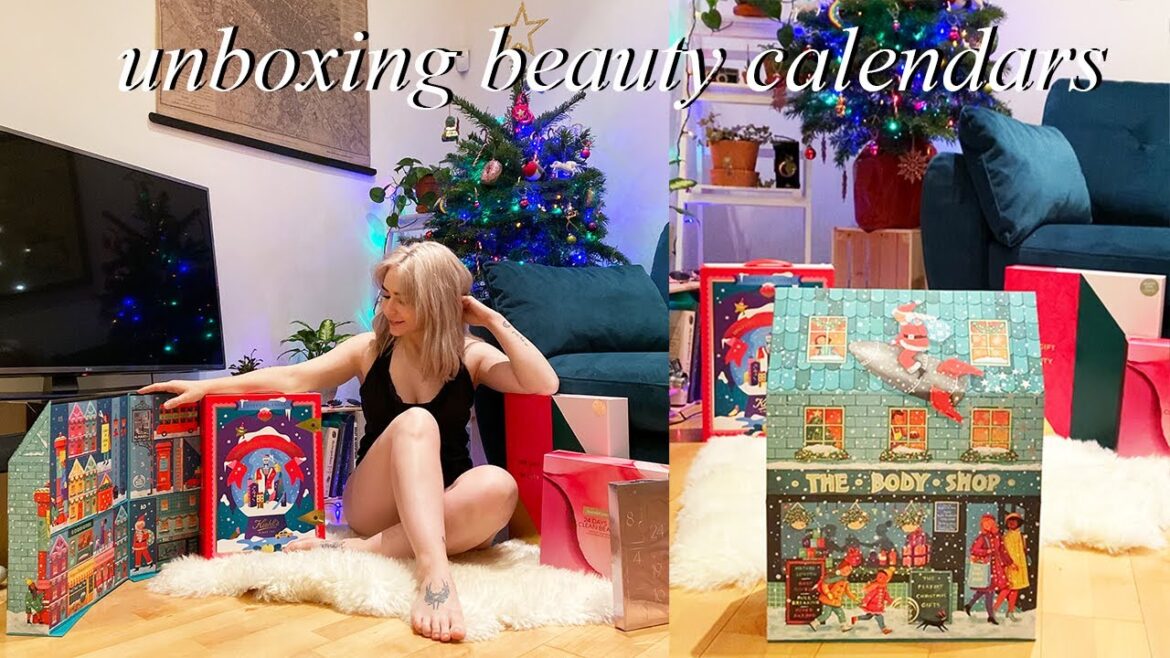 UNBOXING SIX BEAUTY ADVENT CALENDARS! Charlotte Tilbury, Kiehls, The Body Shop & more!
