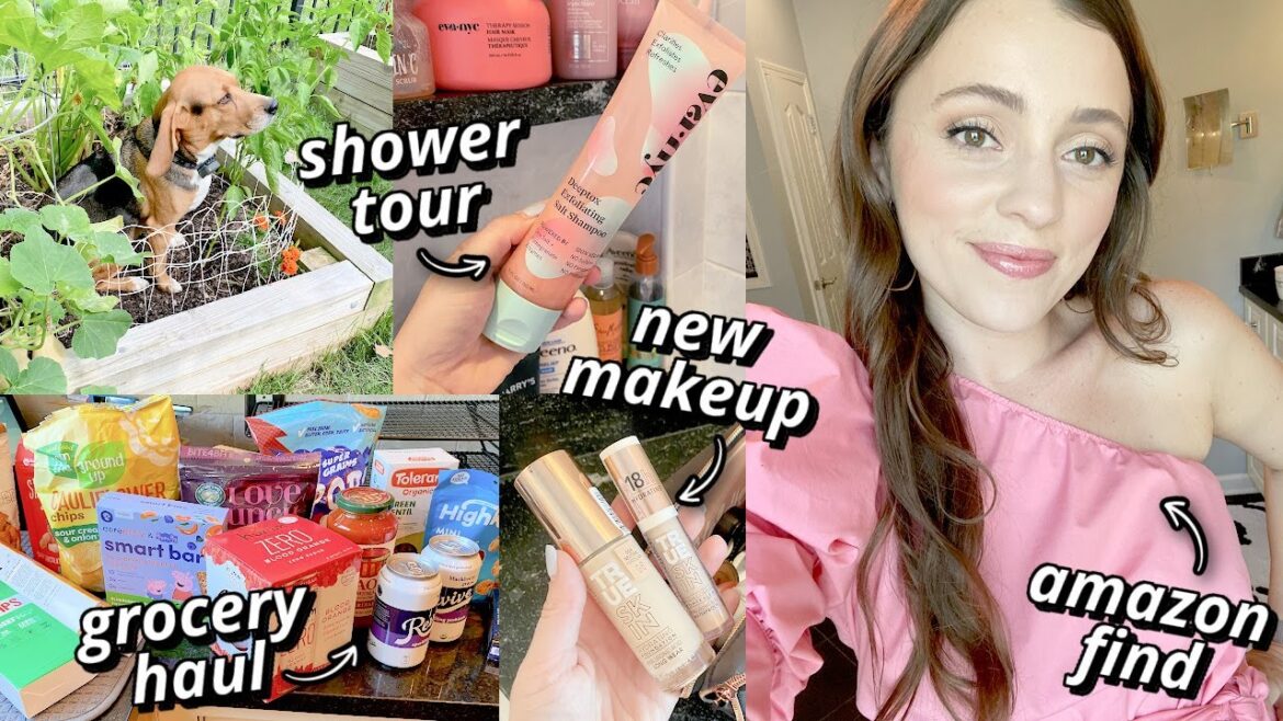 vlog // amazon find, products i have in my shower, grocery haul, doggie + garden woes