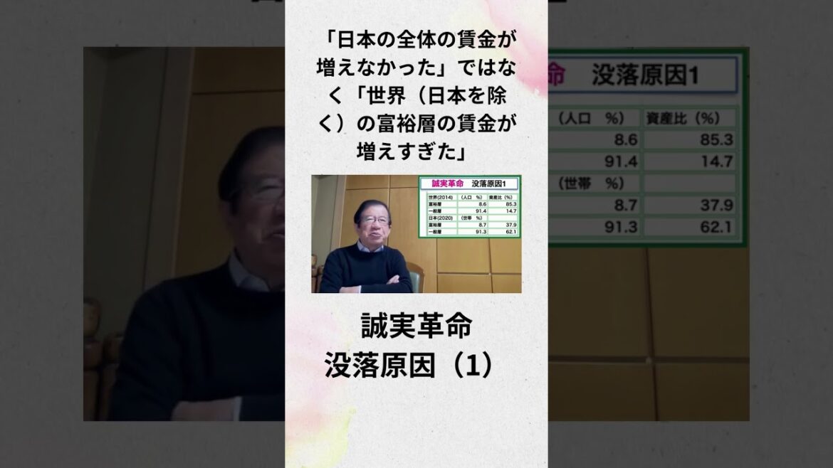 武田邦彦 誠実革命  没落原因（1）「日本の全体の賃金が増えなかった」ではなく「世界（日本を除く）の富裕層の賃金が増えすぎた」