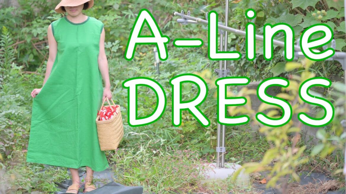 275🧵職業用ミシン（直線縫いだけ、端かがり縫い無し）で作る妻のAライン、リネンのワンピースの作り方。