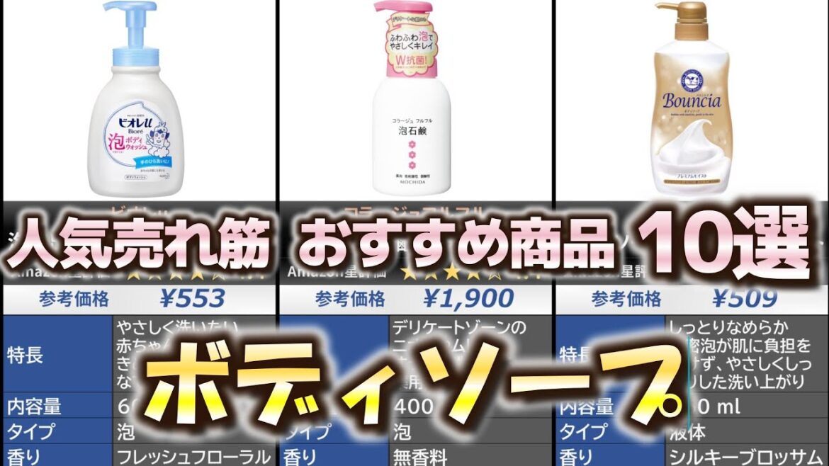 ボディソープ 人気売れ筋 おすすめ10選【2024年】【ボディウォッシュ】